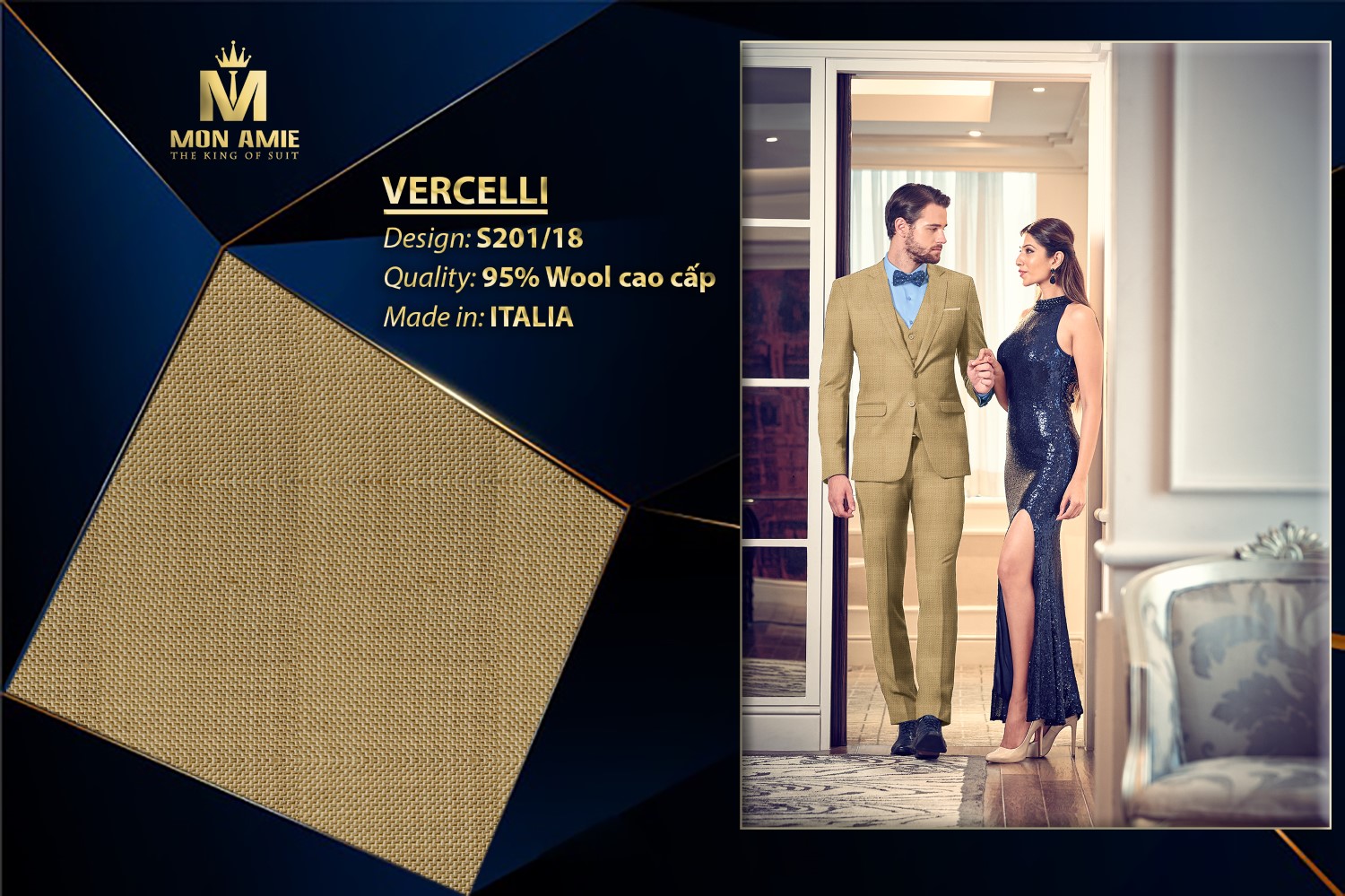 BỘ COMPLE NAM KEM ĐẬM ITALIA SUPER 160S S201-18